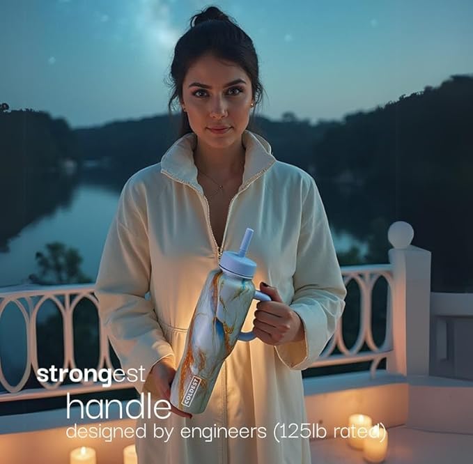 Coldest Tumbler with Handle and Straw - 100% Leak Proof Insulated Tumbler with Lid and Straw (3 Lids) - Stainless Steel Tumblers for Women & Men - Cup Holder Friendly Base, 46 oz (The European)