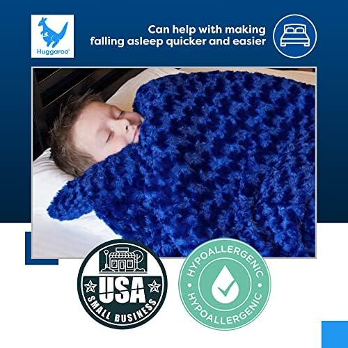 Huggaroo 7 lb Kids Fuzzy Weighted Blanket – Weighted Lap Blanket Throw – Perfect for Sleeping and Relaxing – Machine-Washable – Chenille, Soothing Blue – Stocking Stuffer