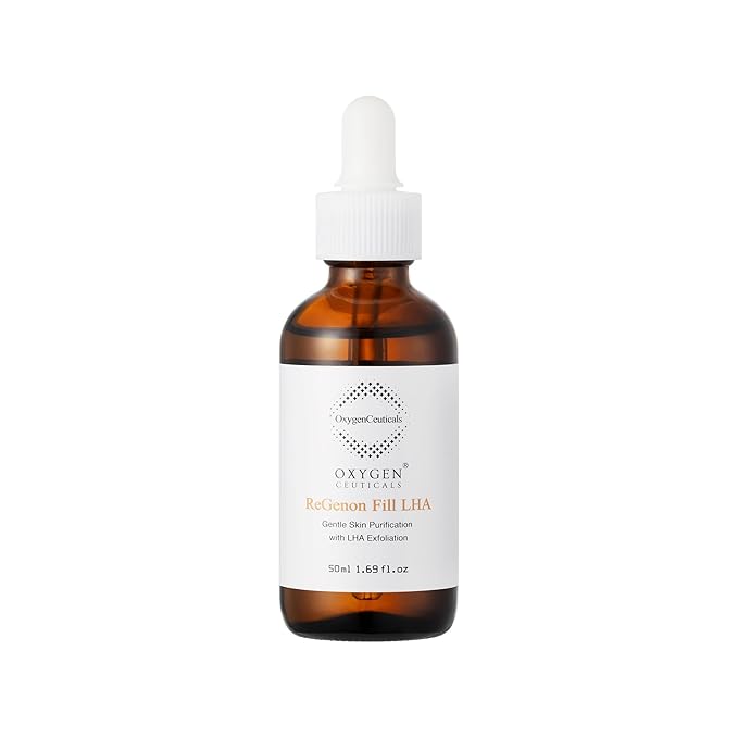 OxygenCeuticals ReGenon Fill LHA – Gentle LHA Exfoliating Serum with 0.7% Capryloyl Salicylic Acid & Idebenone, Brightening & Antioxidant Peel for Sensitive Skin. 1.69 fl.oz (50ml)
