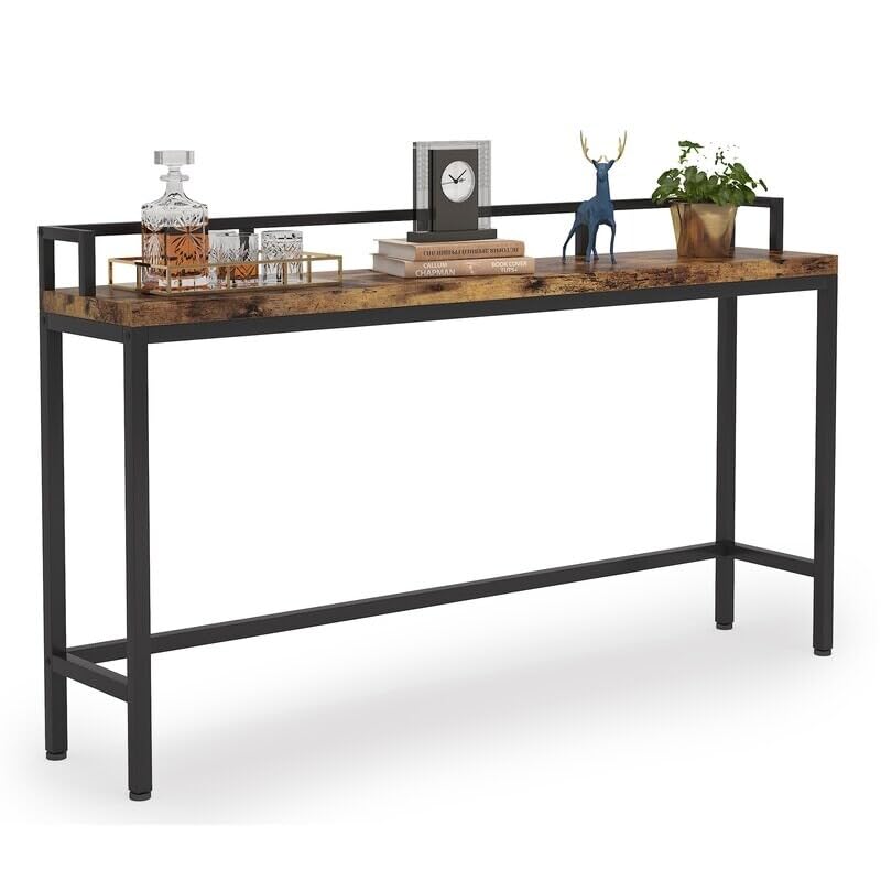 Overstock 70.9" Extra Long Sofa Console Table, Behind The Couch Table Narrow Entryway Table Brown Industrial, Rustic