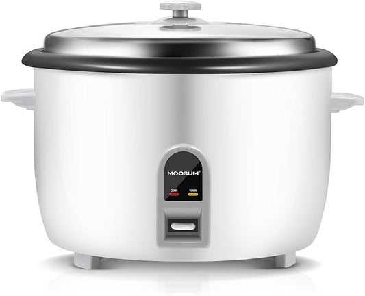 Commercial Rice Cooker, Large Capacity 30-Cup (UnCooked), 60-Cup (Cooked) with One Touch Operation and 12-Hour Keep Warm, Easy to Use and clean, 1600W, White