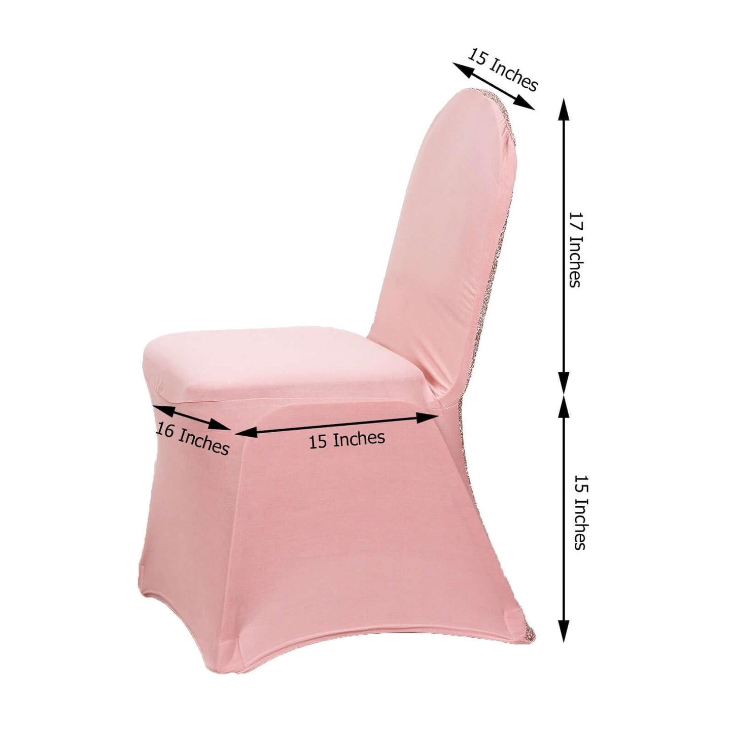 Efavormart 1 Set Rose Gold Spandex Stretch Banquet Chair Covers for Party Dining Chairs W/Metallic Glittering Back W/Foot Pockets Washable Slip Covers Wedding Chair Covers