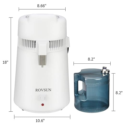 Bonnlo 1.6 Gallon/6L Water Distiller w/BPA-Free Container & All Stainless Steel Interior for Home Use, 900W Countertop Distilled Water Machine Maker Purifier Filter, Distilling Pure Water Maker