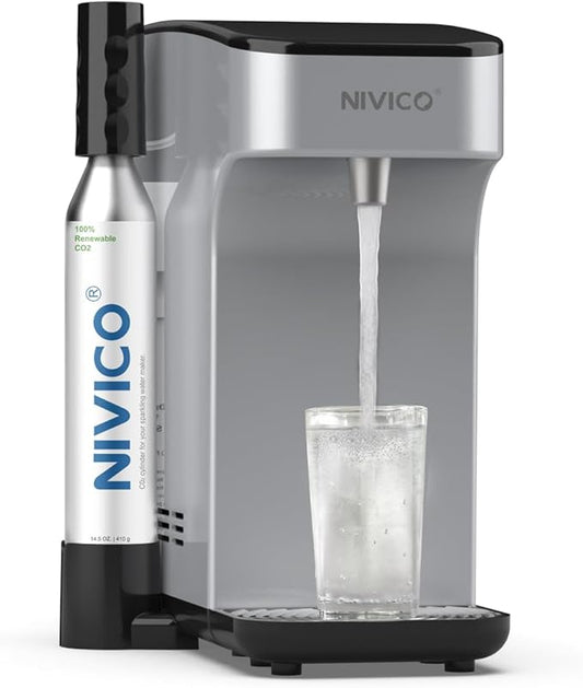 Carbonator, Soda Maker, Ice Cold Sparkling Water Maker, Water Cooler, Compatible with Screw-in 60L CO2 Cylinder (Not Included), Carbonator with 1.5L water tank, Touch Screen (Starry Silver)