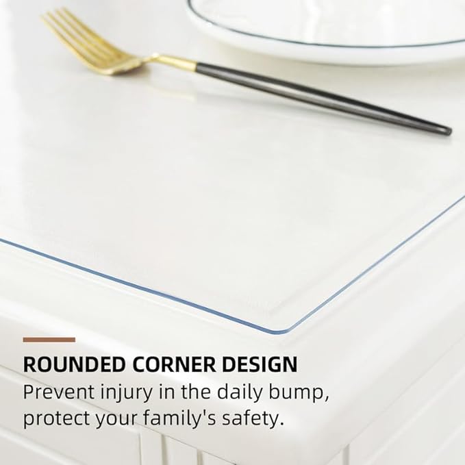 Warmstar Clear Table Cover Protector 32 x 63 Inch,1.5mm Thick Plastic Table Cover Rectangle,PVC Clear Table Protector,Desk Protector Mat for Kitchen, Dresser, Writing Desk，Dining Room Table