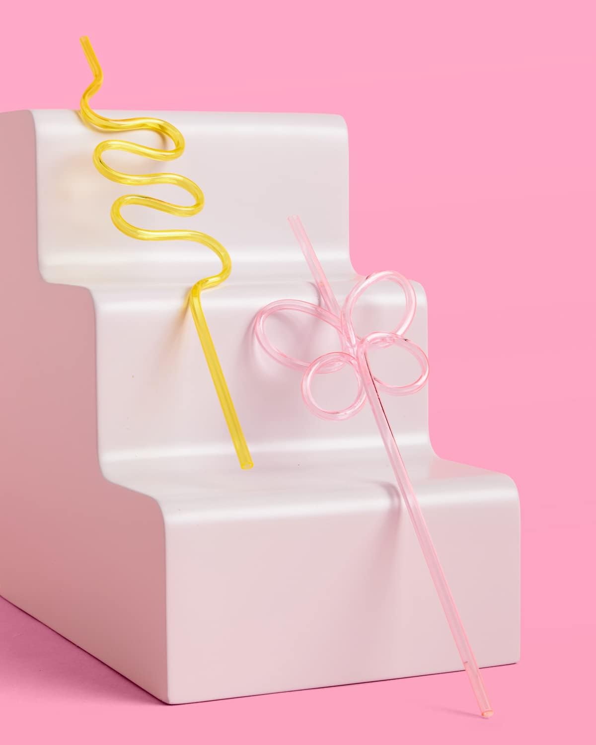 xo, Fetti Pastel Reusable Straw Set - 20 pc | Rainbow Birthday Party, Butterfly Bachelorette, Bridal Shower Decorations | Squiggly, Wavy, (Pack of 2)