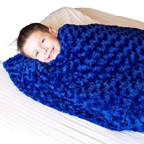Huggaroo 7 lb Kids Fuzzy Weighted Blanket – Weighted Lap Blanket Throw – Perfect for Sleeping and Relaxing – Machine-Washable – Chenille, Soothing Blue – Stocking Stuffer