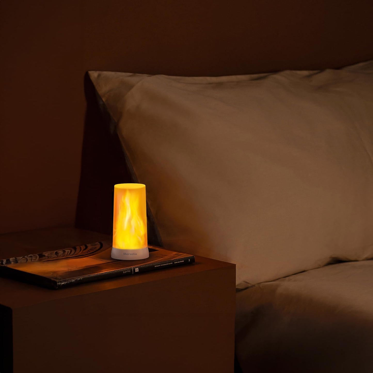 Morsatie Upgraded LED Flame Light, Rechargeable Flameless Candles with Remote & Timer, 4 Modes Battery Operated Candles, Waterproof LED Candles with Upside Down Effect for Indoor Outdoor 2 PCS