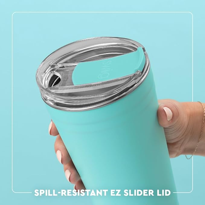 Swig Life 24oz Party Cup, Stackable Insulated Travel Coffee Tumbler with EZ Slider Lid, Cup Holder Friendly Travel, Stainless Steel 24 oz Tumbler, Reusable Mug (Lemon Meringue)