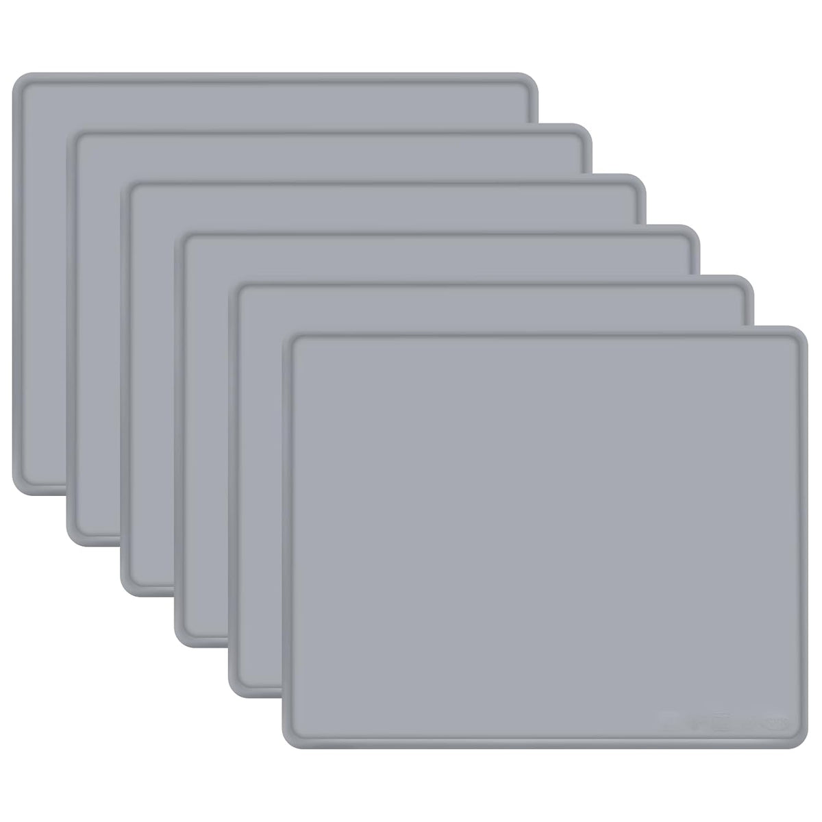 Large Silicone Mat 6 Pack, 20"x16" Silicone Craft Mats for Resin Jewelry Casting Molds, Food Grade Silicone Sheet with Raised Edge, Nonstick Waterproof, Cool Grey