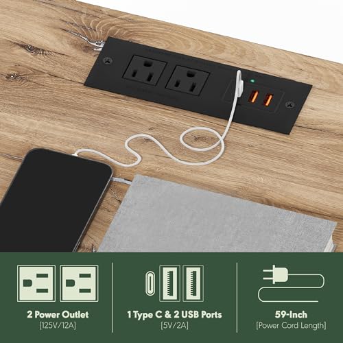 Furinno Just 3-Tier Turn-N-Tube USB and Type-C Charging Port End Table with Open Storage, 11.42 (W) x 8.82 (H) x 6.77 (D) inches, Amber Pine/Black