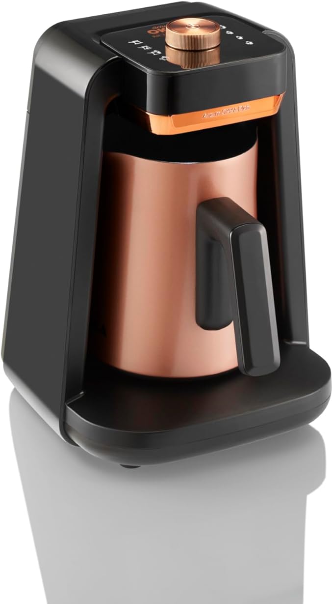 Arzum Okka Rich Spin Pro Turkish Coffee and Hot Beverage Maker, Velvetiser, Milk Frother, 120V, 5 Cups, Stainless Steel Cooking Pot, Copper