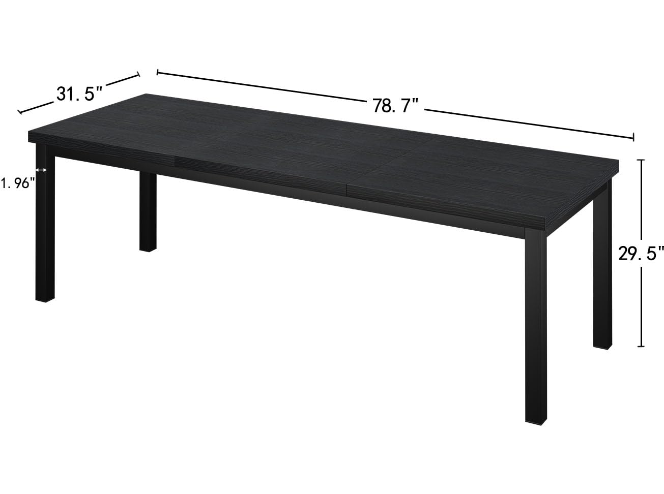 Woodalloy 78.7 Inch Large Computer Desk, Long Gaming Table, Modern Two Person Desk Large Executive Office Desk, Double Desks at Home, Perfect for Office Work, Gaming, Studying, Writing, Etc., Black.