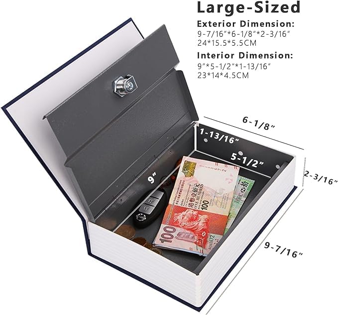 SEPOX® Twins Safe Book Lock Box, Safe Box with Premium Combination Lock - Dorm-safe & Versatile - Authentic Paper Cover - Sturdy Steel Interior - Storage for Cash & Valuables 2pcs Pack of Large Book