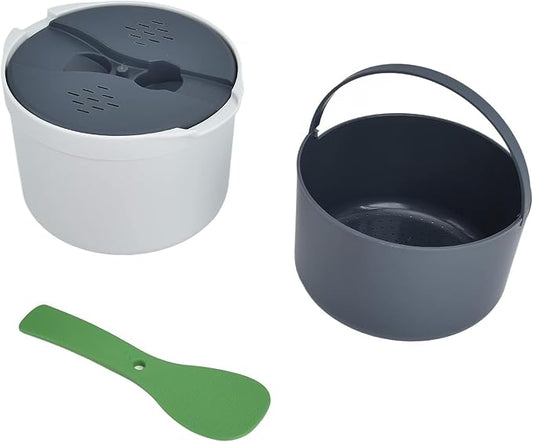 Microwave Rice Cooker Steamer, Microwave Rice Cooker 2 Cup, Microwave Pasta Cooker with Strainer, 2 L Microwave Cookware Set for Rice, Pasta, Vegetables, Quinoa, Oatmeal, Ramen Non stick (green)