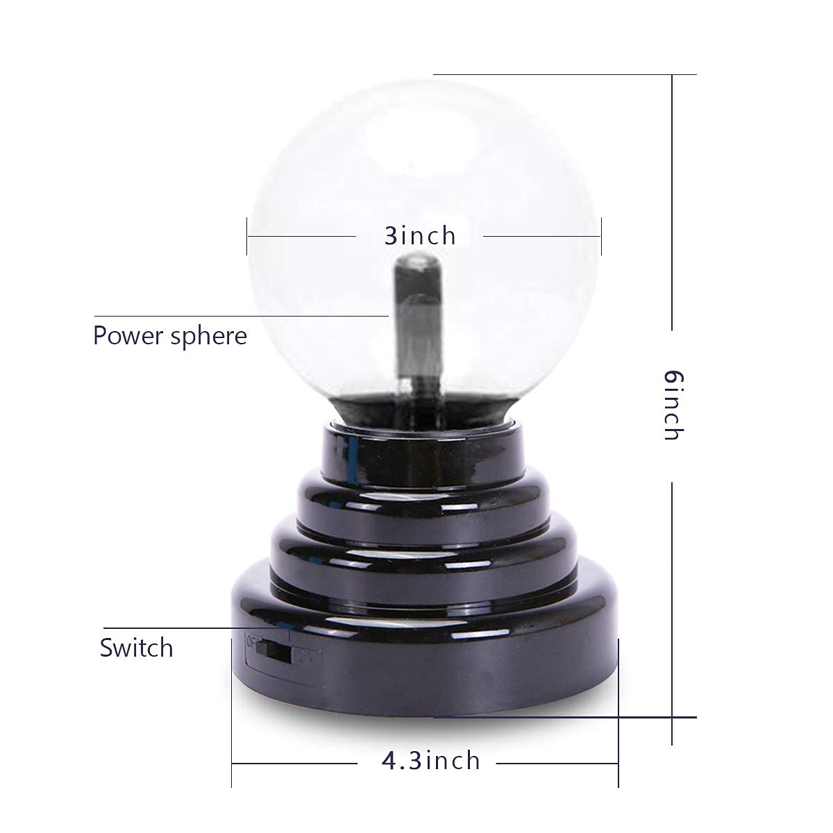 Stemclas Plasma Ball/Light/Lamp, Static Electricity Globe Electric Lightning Ball, Touch Sensitive, USB Powered, Amazing Gift for Parties, Birthday and Holiday, 3 Inch, for Age Over 14 Years Old