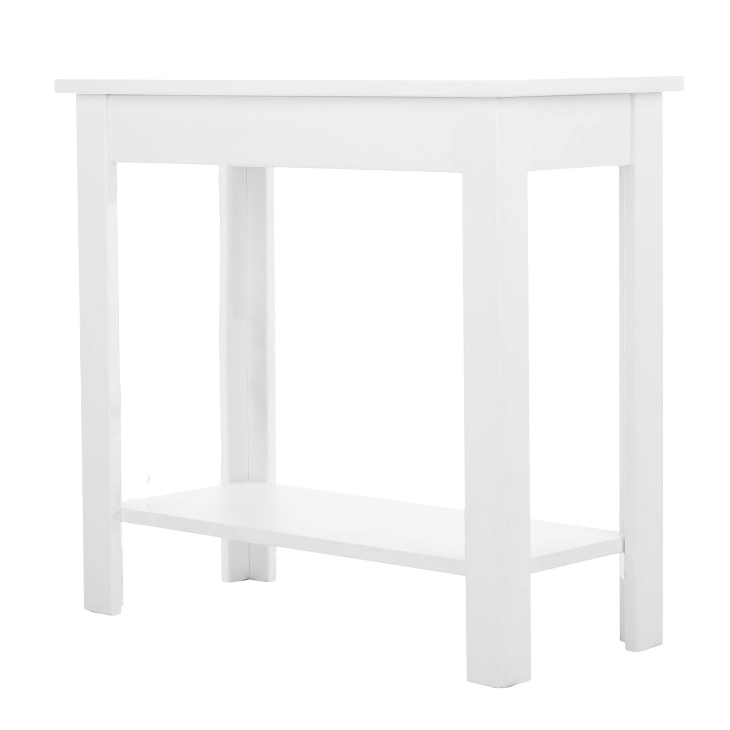 Lavish Home Narrow Side Table with Charging Station - Small End Table with 2 USB Ports, 2 Power Outlets, and Storage Shelf - Slim Nightstand for Living Room, Bedroom, or Small Spaces (White)