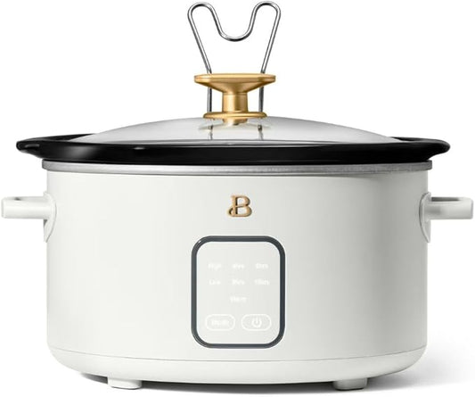 Beautiful 4-Quart Programmable Slow Cooker with Touch-Activated Display, Digital Timer, Keep-Warm Function & Removable Non-Stick Pot