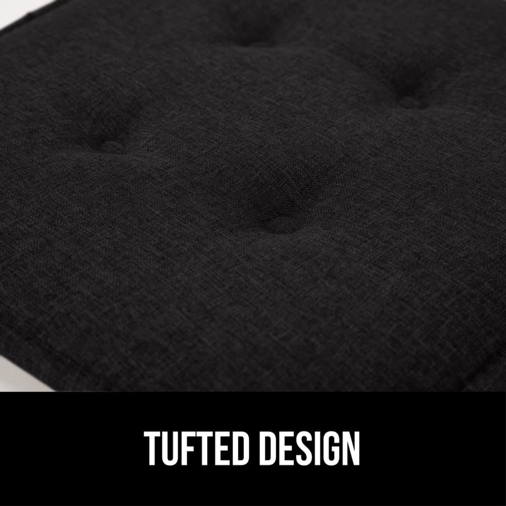 GORILLA GRIP Slip Resistant Tufted Chair Cushions, No Ties Required, Set of 6 Memory Foam Pads for Dining Room Kitchen Table, Office, Rocking Chairs, Plush Seat Cushion Pad, Home Decor, 16x17, Black