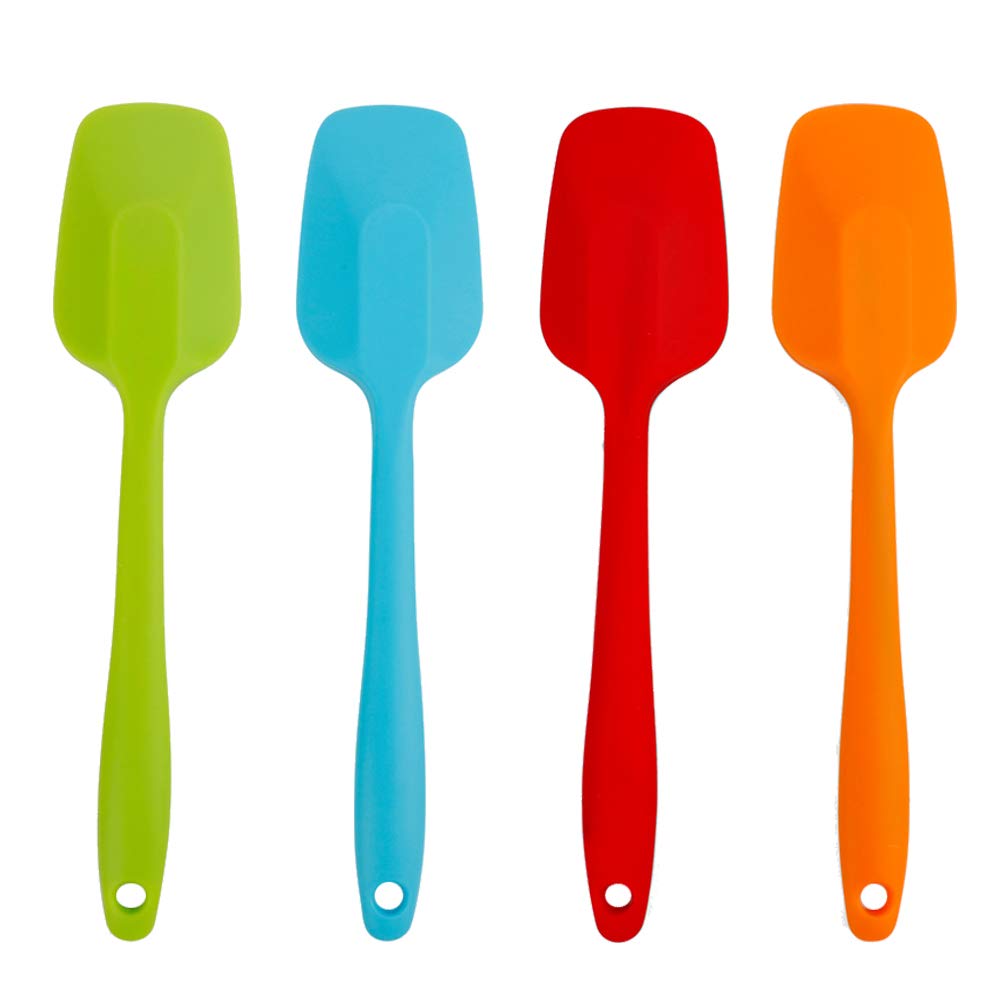 Delidge 4 Piece Silicone Spatulas Heat Resistant 11inch Large Rubber Spatulas for Baking, Cooking, and Mixing Non-Stick Flexible Seamless Spatula with Stainless Steel Core