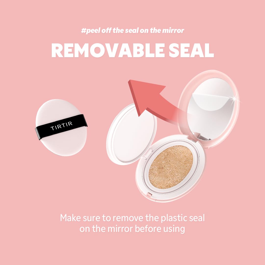 TIRTIR Mask Fit All Cover Pink Cushion Foundation | High coverage, Velvety Matte Finish, Lightweight, Flawless, Corrects Redness, Korean Cushion (#17W French Vanilla, Full Size, 0.63 Fl Oz)