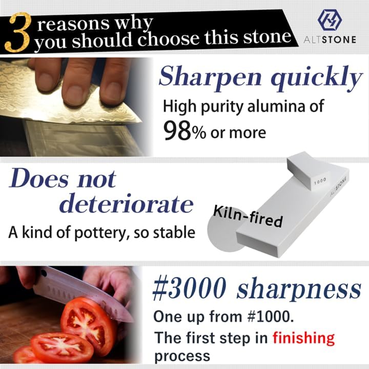 Whetstone Sharpening stone Fine 3000 and Super finishing 8000 w/Nagura, 7.1" x 2.4" x 0.8" (Pro Power. Perfectly Compact for home use), Made in Japan (#3000/#8000)