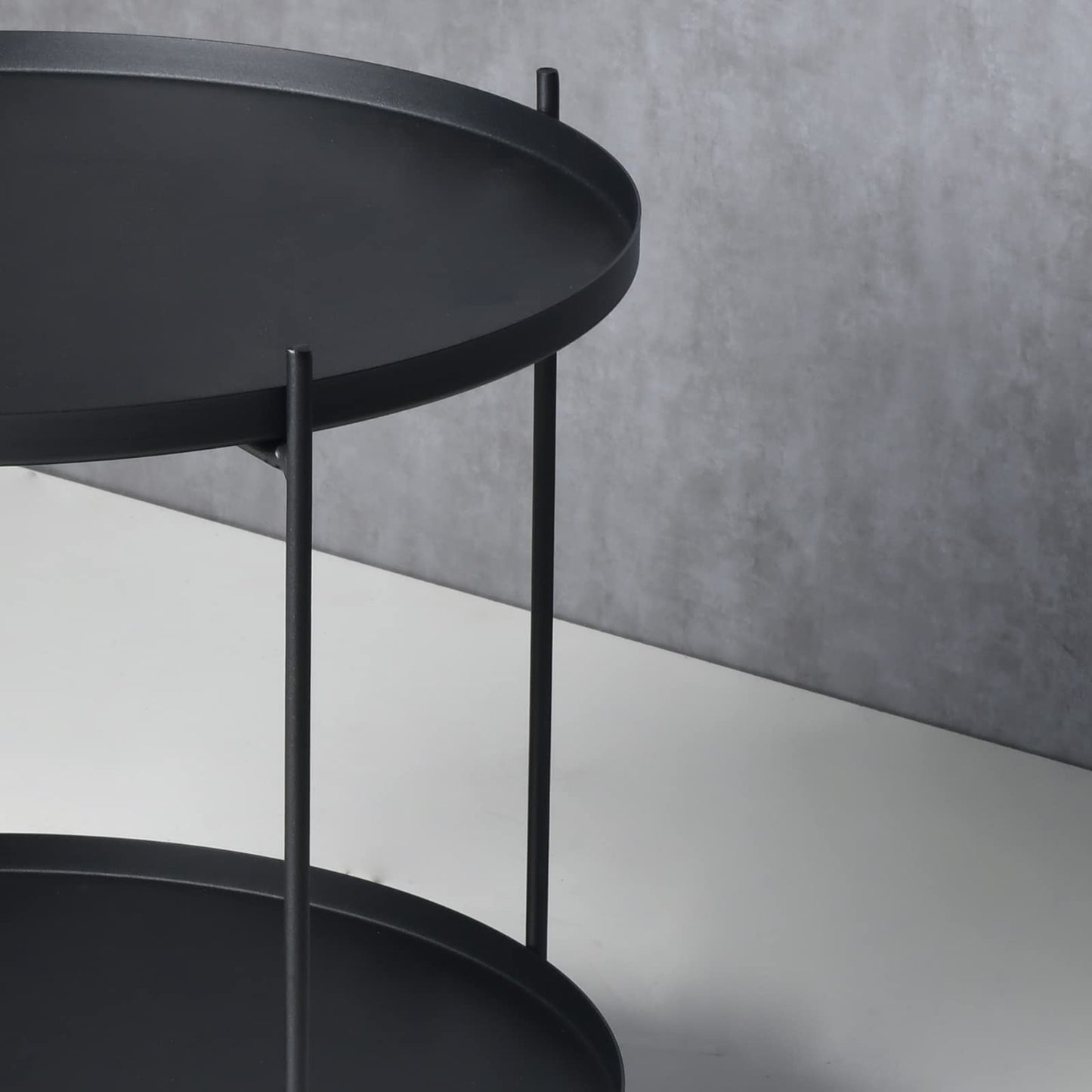 Lisuden Modern Metal End Table, Round Side Table Indoor/Outdoor, Living Room Small Coffee Table (Black, 2-Tier 23.6")