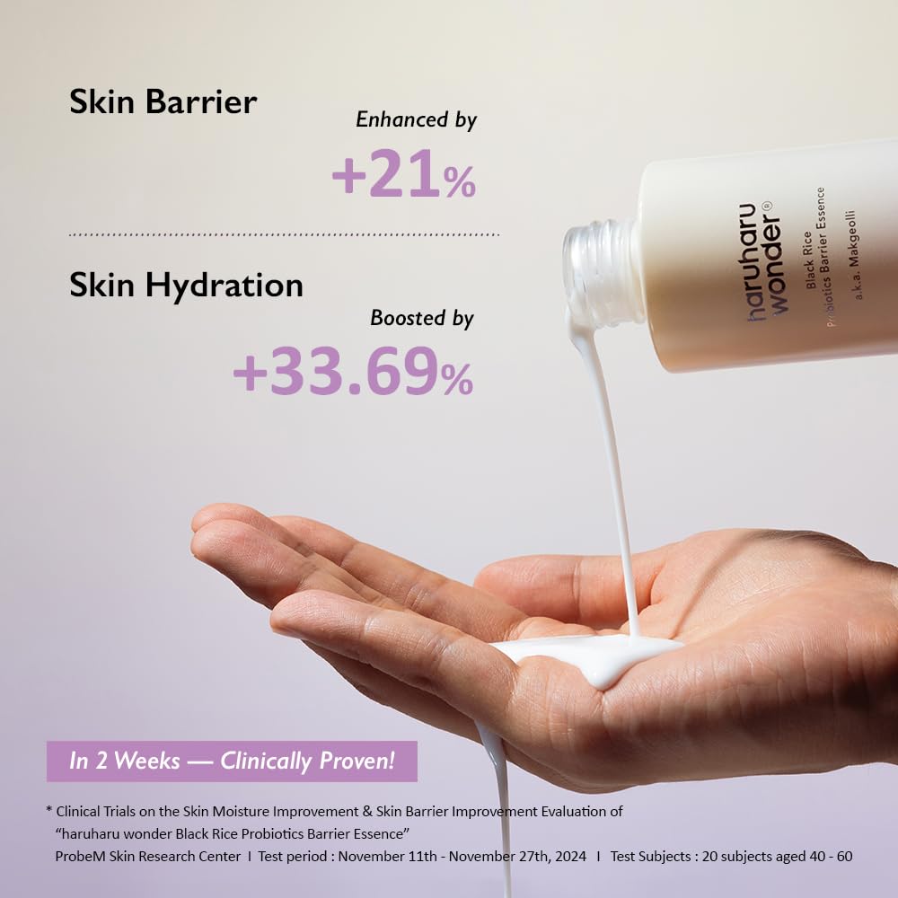 haruharu Wonder Black Rice Probiotics Barrier Essence & Black Rice Hyaluronic Toner for Sensitive Skin Set