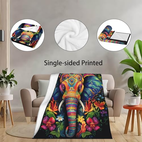 YucZiken Elephant Throw Blanket, Elephant Birthday Gifts for Women and Men, Lightweight Wild Life Fleece Home Decor, Washable, No-Pilling, 60x80 Inches