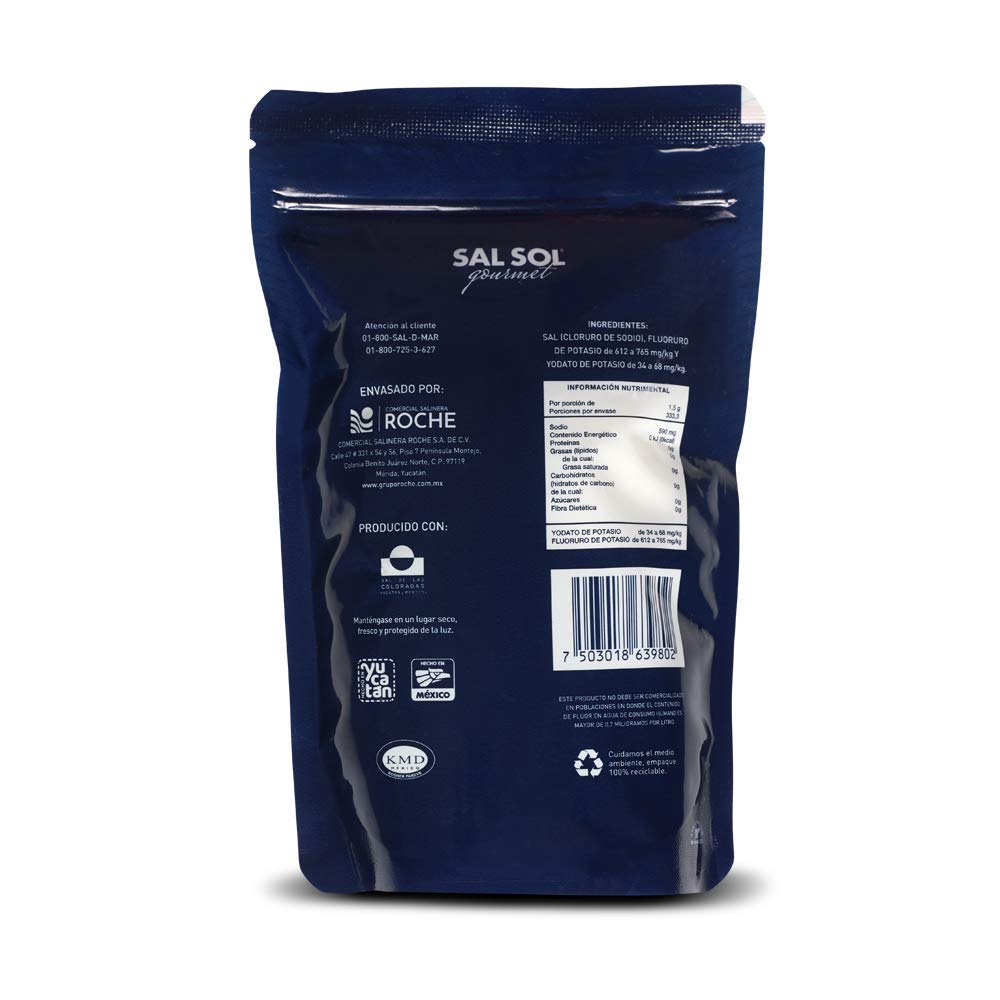 Sal Sol - Sal Parrillera, Natural Coarse Grained Mexican Yucatecan Sea Salt for Grilling and BBQ, 500 grams (Pack of 1)
