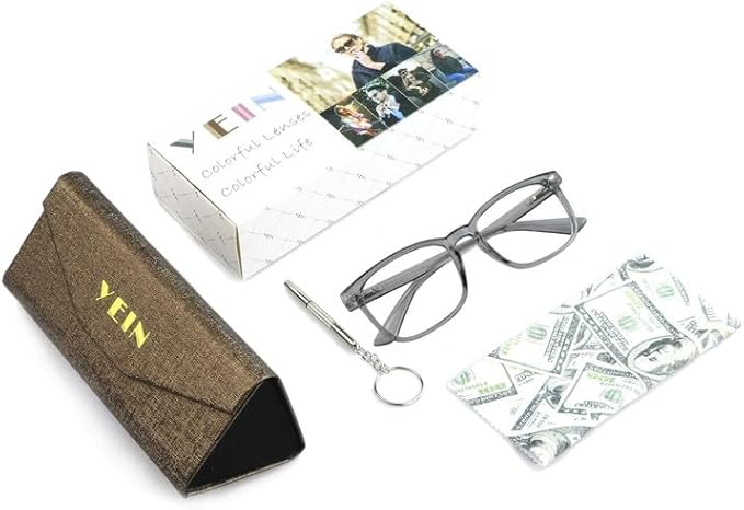 YEIN Bifocal Reading Glasses with Blue Light Blocking Lenses, Bifocal Reader for Women and Men, Vintage Square frame with Spring Hinge (+0.00/+1.75 magnification)