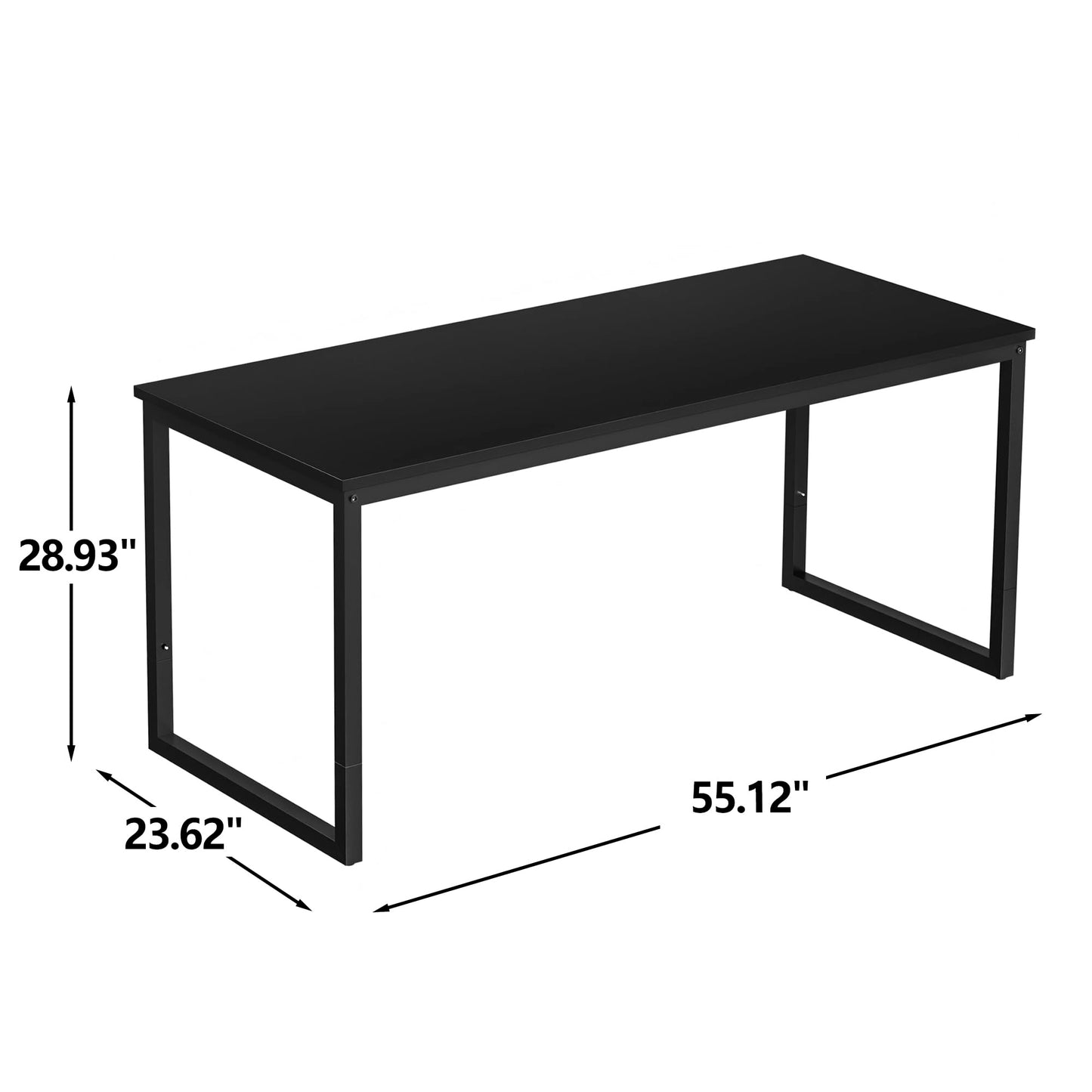 SUPER DEAL Computer Desk 55 Inch Modern Sturdy Office Desk PC Laptop Notebook Simple Writing Table for Home Office Workstation, Black