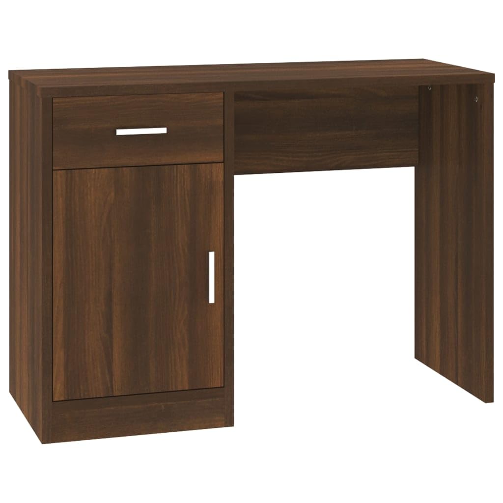 vidaXL Desk Brown Oak Engineered Wood Medium Desk Rectangular