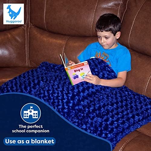 Huggaroo 7 lb Kids Fuzzy Weighted Blanket – Weighted Lap Blanket Throw – Perfect for Sleeping and Relaxing – Machine-Washable – Chenille, Soothing Blue – Stocking Stuffer