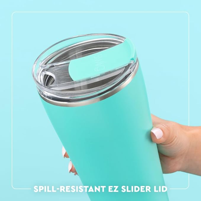 Swig Life 32oz Insulated Tumbler, Travel Coffee Tumbler with Lid, Cup Holder Friendly Travel Coffee Mug, Stainless Steel, 32 oz, Reusable Insulated Mug with Lid (Mardi Gras Bows)
