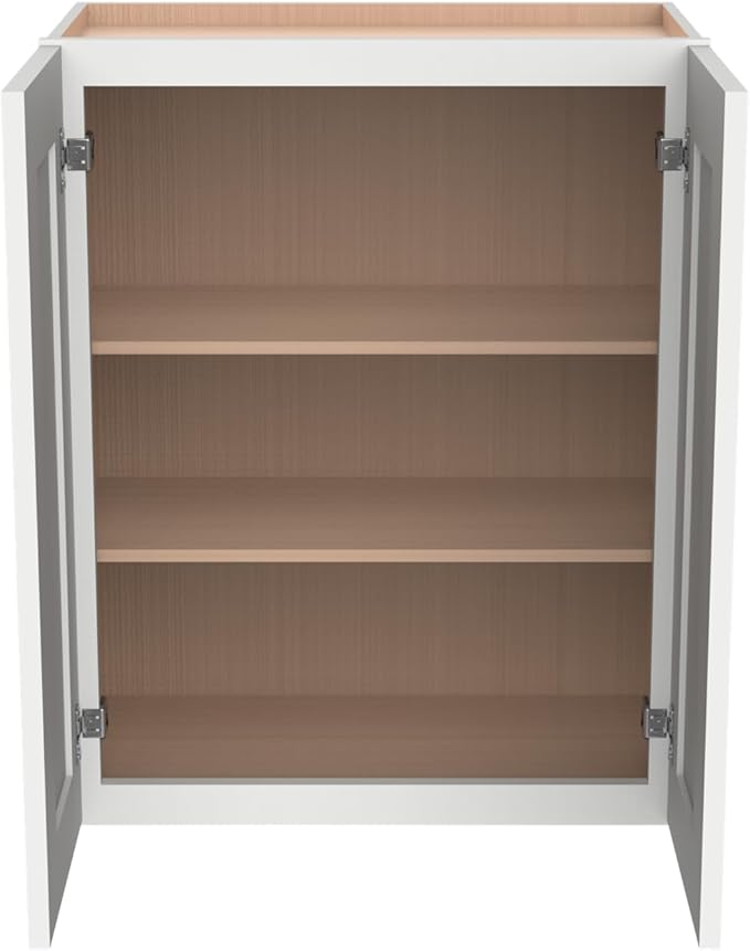 Wall-Mounted Cabinet – Solid Wood Shaker Style Medicine Cabinet with Adjustable Shelves & Soft-Close Doors for Bathroom, Kitchen, and Office Storage (Origami White, 30" W x 12" D x 42" H)