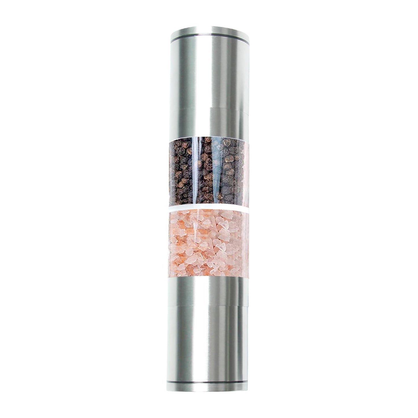 2 in 1 Salt and Pepper Grinder Stainless Steel Pepper Mill Grinder Refillable Adjustable Coarseness Mills for Sea Salt, Small Peppercorn, Black Pepper