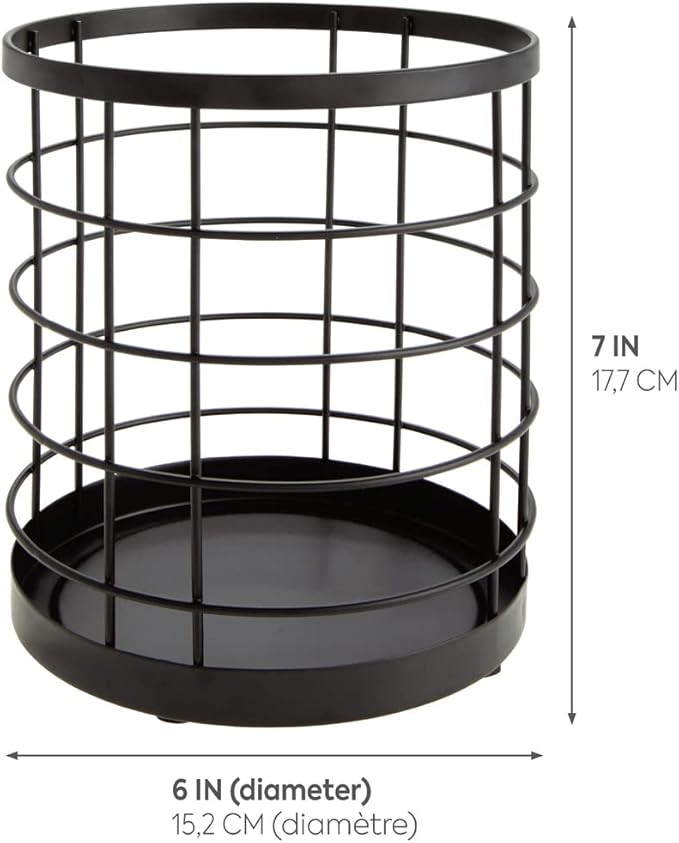 iDesign Kitchen Crock for Utensils - Steel Kitchen Crock Utensil Holder for Countertop - Matte Black