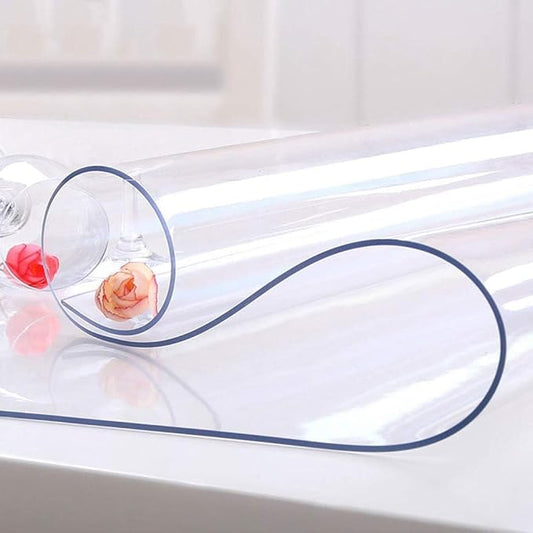 NECAUX Custom 34 x 84 Inch Clear Table Cover Protector, 1.5mm Thick Wood Grain Transparent Table Pad Non-Slip Tablecloth Plastic Protective Pad for 7 Foot Dining Room Table, Meeting Table