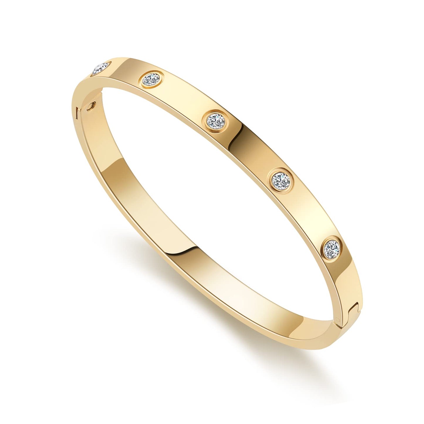 RIMRIVA Gold Bracelets for Women Stack Love Bangle Bracelets Trendy Stainless Steel Crystal Friendship Birthday Anniversary Wedding Jewelry Stocking Stuffers Christmas Gifts Women Mom Wife