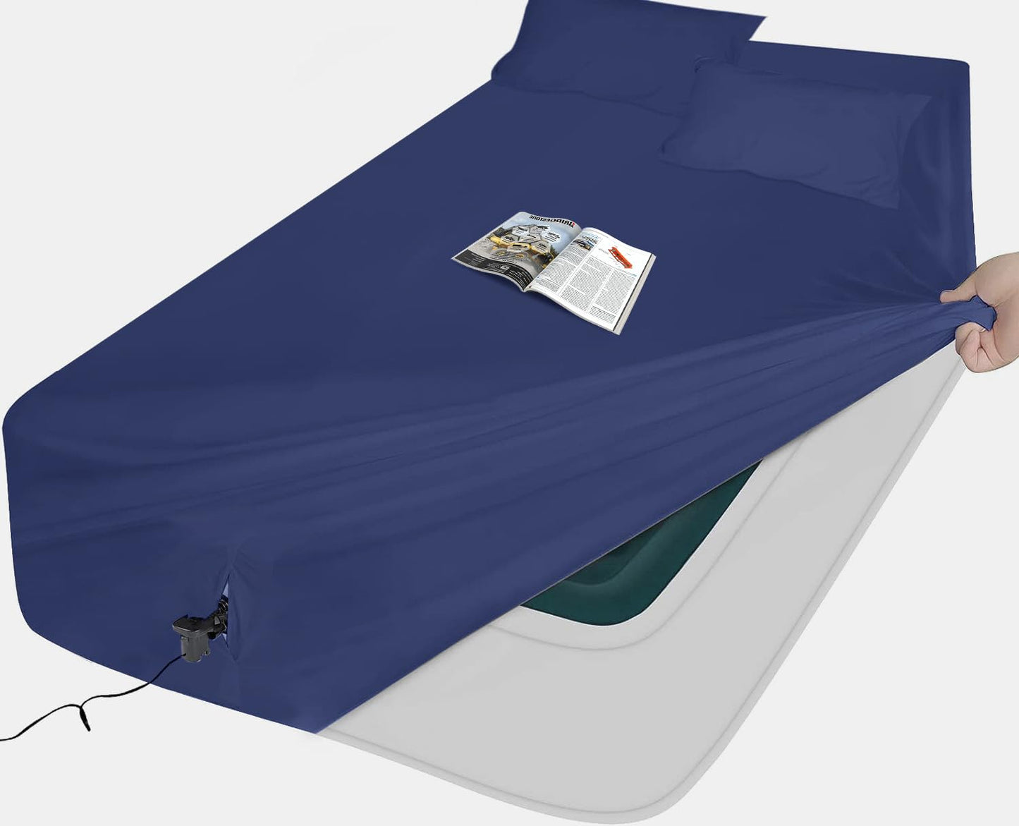 AEHISDHIE Queen Sheet Sets Air Mattress Sheets - 16 to 24 inch (Navy Blue, Queen)