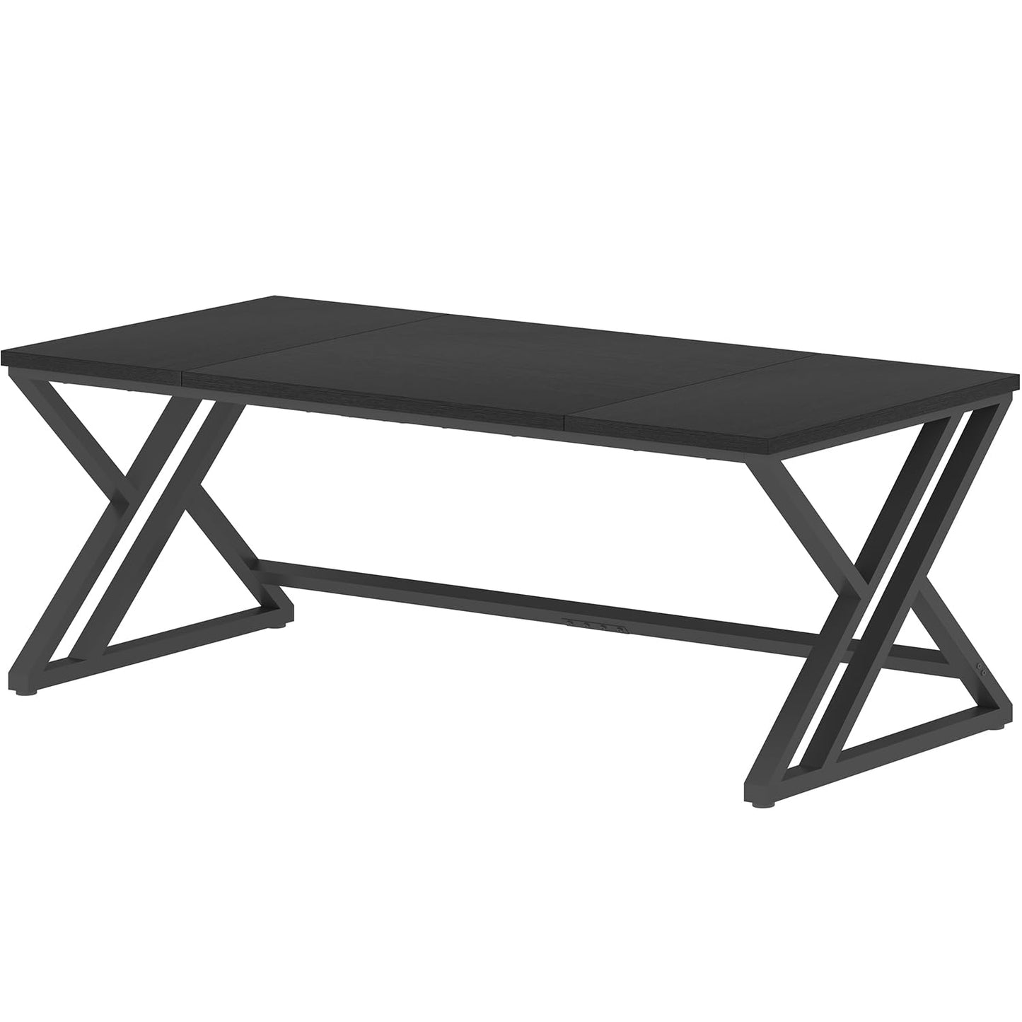 LVB 70.8" Black Computer Desk, Large Industrial Pc Study Home Office Desk, Long Modern Wood Gaming Work Writing Desk for 2 Person, Farmhouse Double Workstation Executive Desk with Storage in Bedroom
