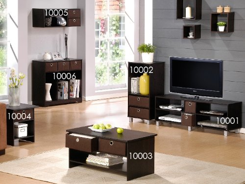Furinno Dario End Table / Side Table / Night Stand / Bedside Table with Bin Drawer, 1-Pack, Espresso/Brown