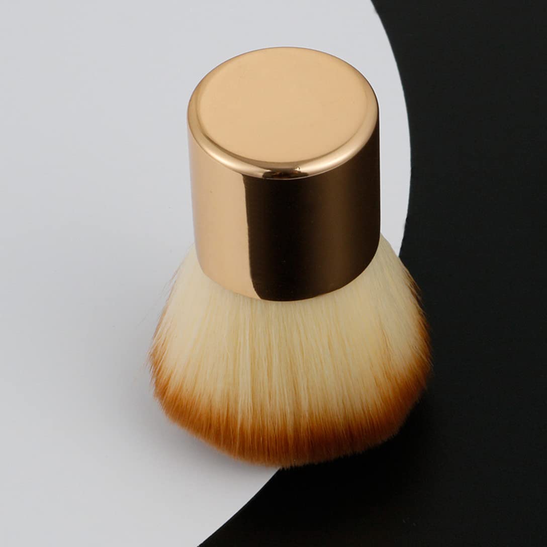 RN BEAUTY 2 Pieces Kabuki Brushes Powder Brush Blush Brush Foundation Brush Bronzer Brush Face Blender Brush Mineral Blending Buffing Concealer Brush Multifunction Cosmetic Tools Portable Makeup Brush (Golden)