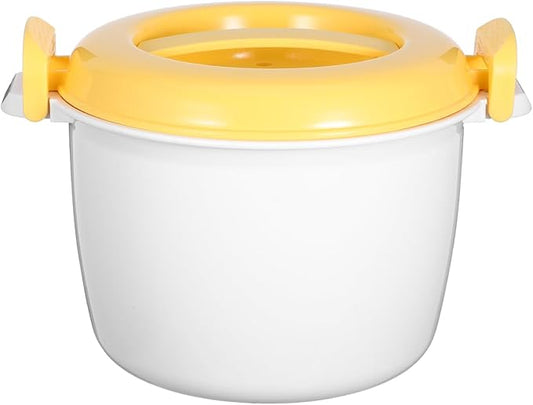 OSALADI 1L Microwave Rice Cooker Mini Rice Cooker Steamer Keep Warm Function for Soups Stews Grains Oatmeal Yellow