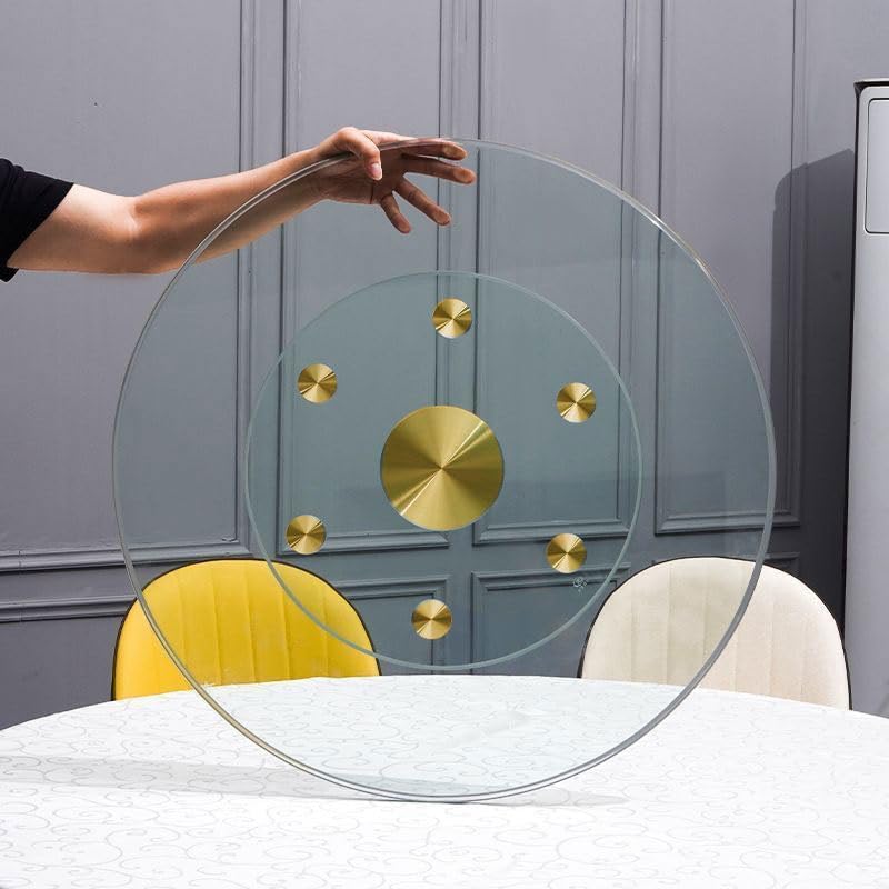 20" Tempered Glass Lazy Susan Turntable, 360° Silent-Spin Round Clear Tabletop Rotating Tray, Centerpiece for Dining Tables, Smooth Rotation, for Banquets, Weddings & Family Gatherings