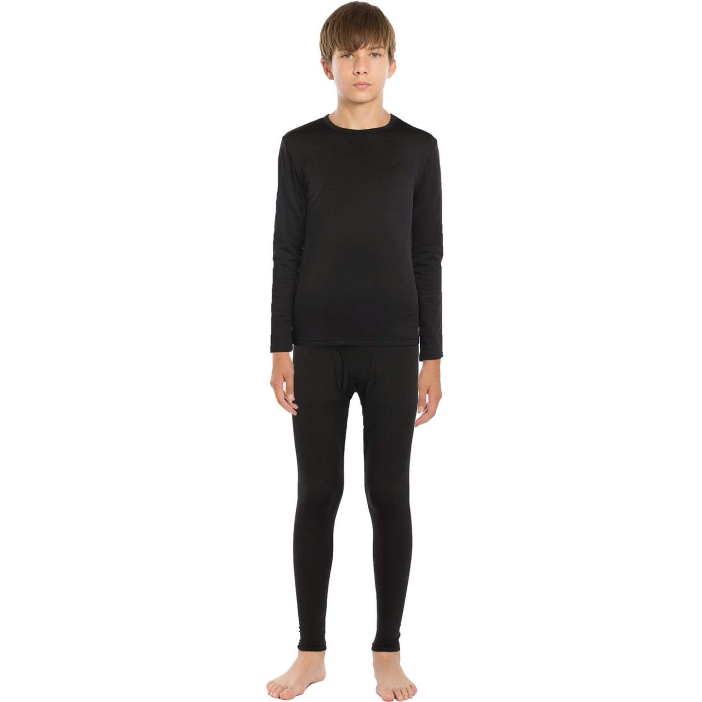 ViCherub Thermal Underwear Set for Boys Long Johns Fleece Lined Kids Base Layer Thermals Sets Boy Black S