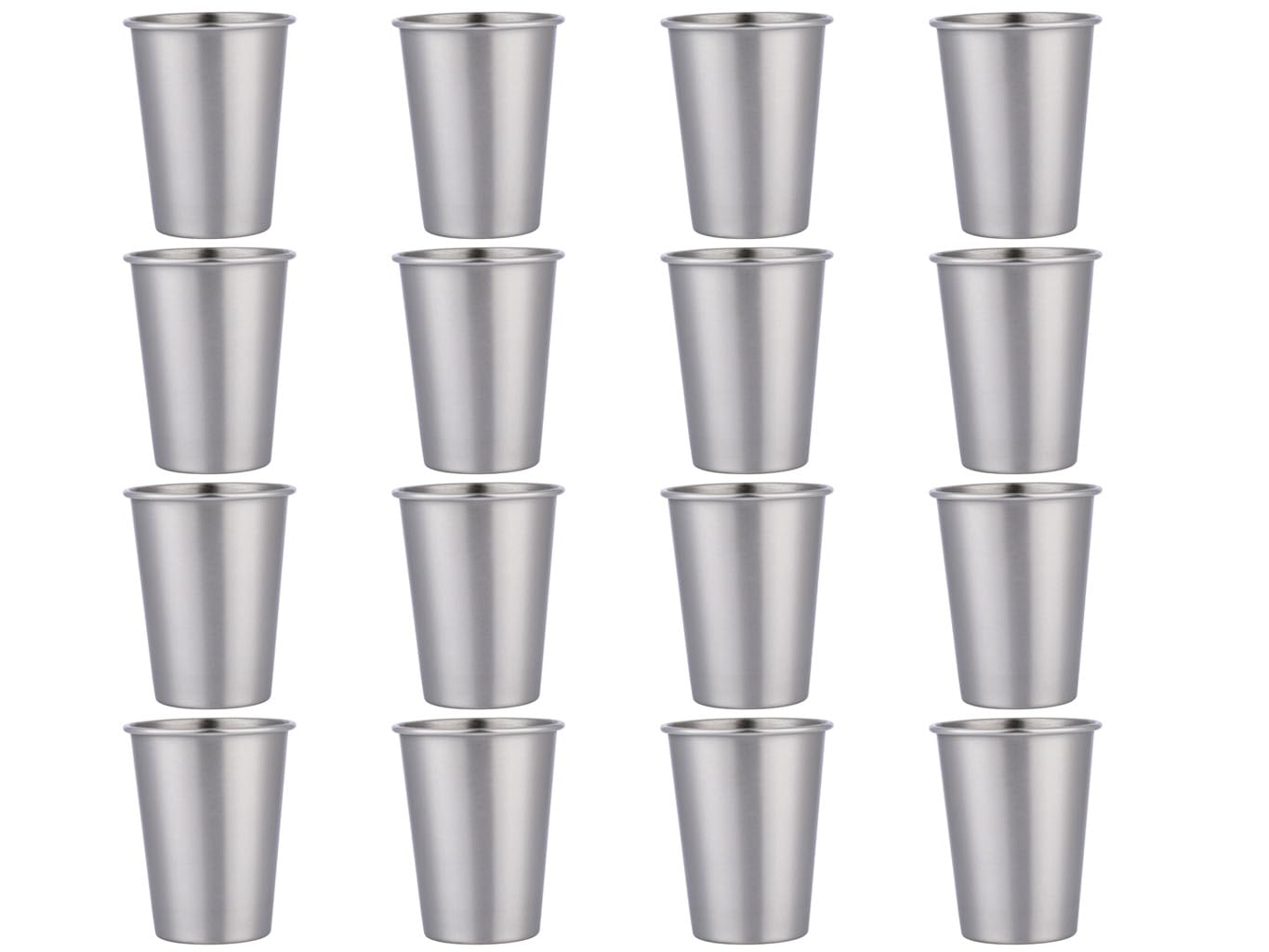 I-MART 16 Pack Stainless Steel Cups, 12 Ounces Pint Cup, Metal Cups for Drinking