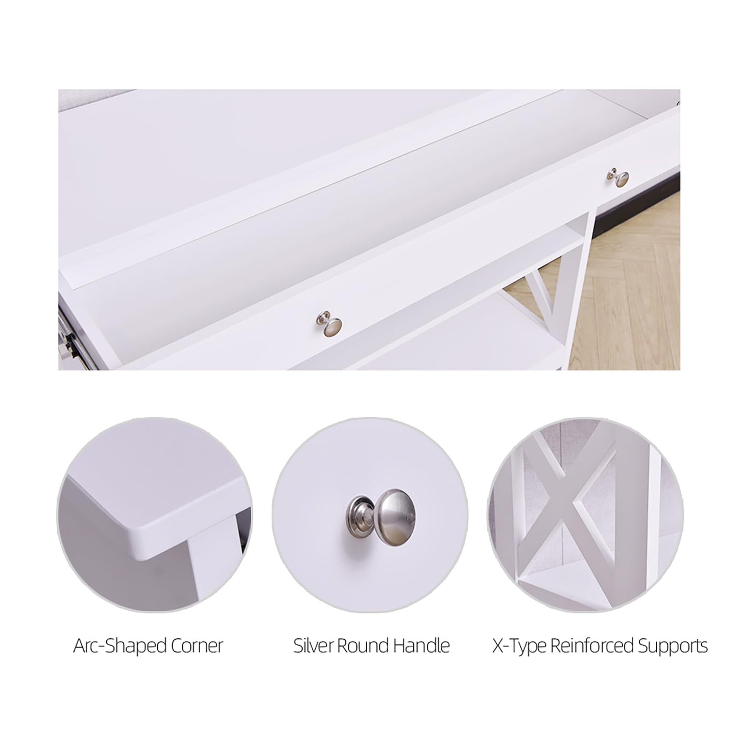 Ceredeme Entryway Table with Storage, Farmhouse Console Tables for Entryway with Drawer, Narrow Long Entry Table with Shelf for Front Door Living Room, Hallway Sofa Table with X Supports, 40" White