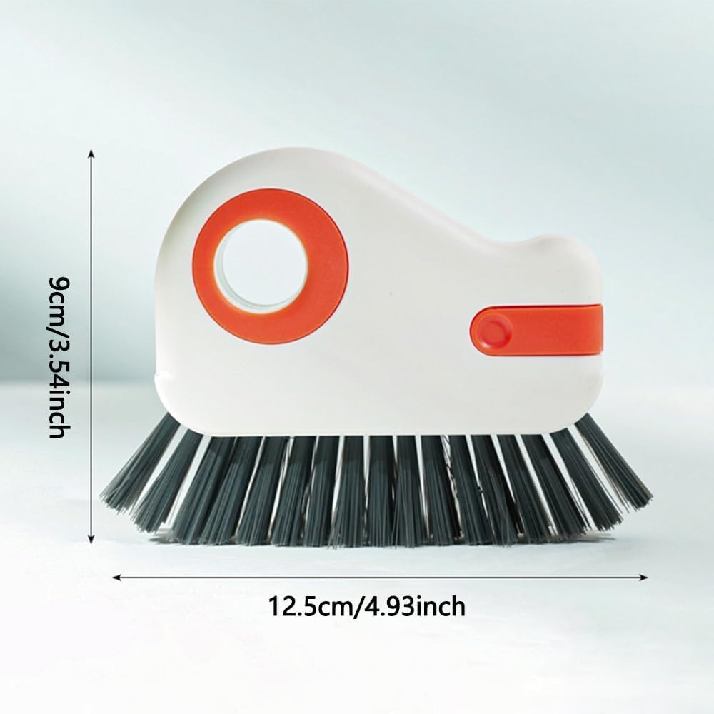 2 in 1 Groove Cleaning Brush Window Track Cleaning Tools, 2026 New Multifunction Hard Bristle Crevice Brush with Scraper for Shutter Door, Sliding Door, Window Sill, Window Seal (Orange)